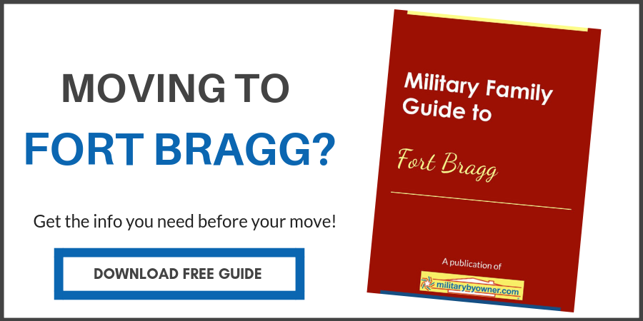 red ebook cover of Military Family Guide to Fort Bragg with text on how to download Ft. Bragg ebook